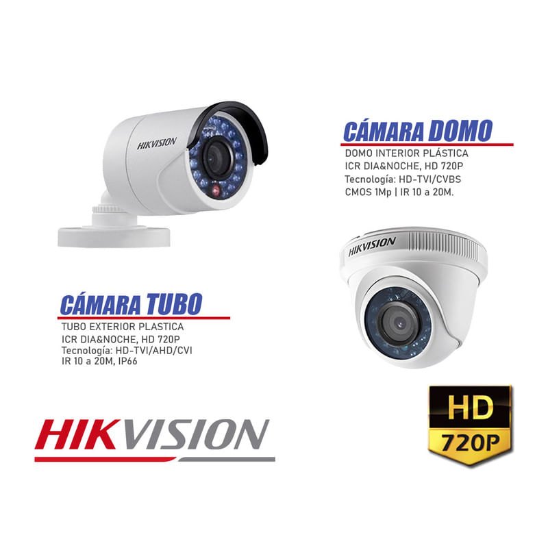 Kit de Camaras de Seguridad Vigilancia Interior Exterior HD-TVI