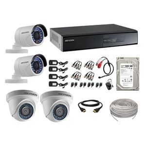 Kit 4 Cámaras de Vigilancia Hikvision Full Hd 1080P 500Gb Kit de Micrófono
