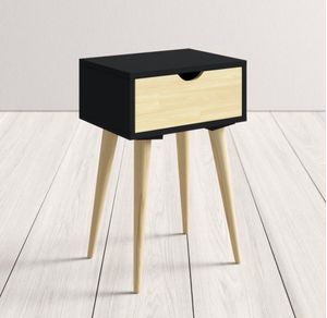 Velador Vintage Luna 1 Cajón Color Negro y Duna