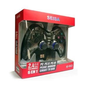 Mando Inalámbrico 6 en 1 para PS2 / Playstation / PC  / PS3 / Android Tv Box - NEGRO