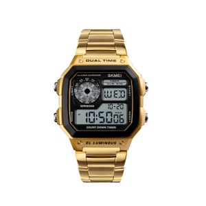 Reloj Skmei 1335 Digital Cuadrado Color Negro con Oro
