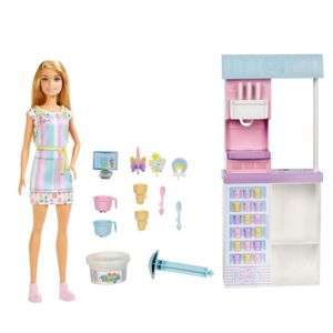 Muñeca Barbie Set De Heladería Hcn46