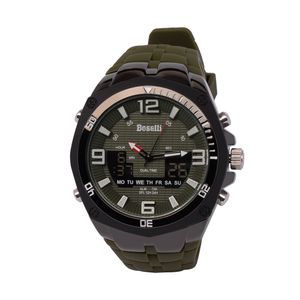 Reloj Boselli B156 Acuático Doble Hora Color Verde