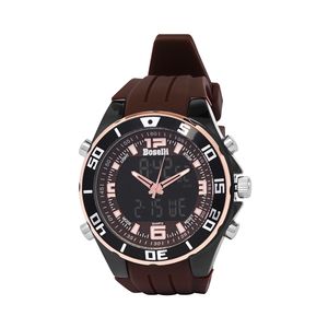Reloj Boselli B130 Acuático Doble Hora Color Marrón