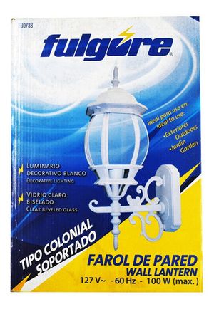 Farol de pared colonial soportado blanco FU0783 Fulgore