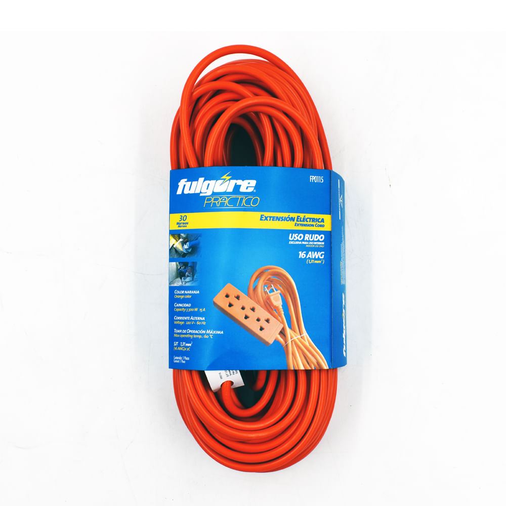 Extensión Uso Rudo Naranja 30mts Calibre 2x16 FP0115 Fulgore Real Plaza