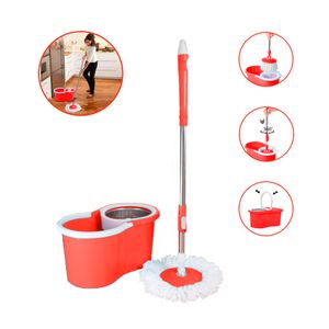 Trapeador con escurridor giratorio automático 2 Mopas Rojo