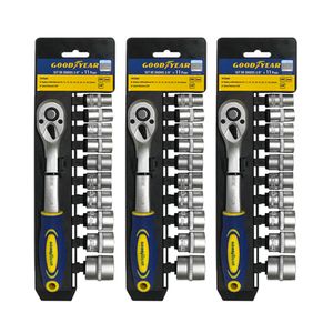 Pack 3x2 Set de Dados Goodyear GY-SK-5002 11pcs 3/8" pulgadas CRV