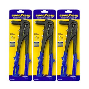 Pack 3x2 Remachadora Manual Goodyear GY-HR-5001 Aluminio 10" 4 Boquillas