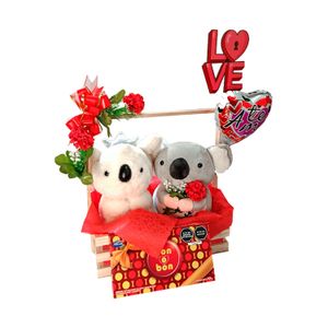 Regalo Canasta con Chocolates y Peluche Koalas Amor San Valentín