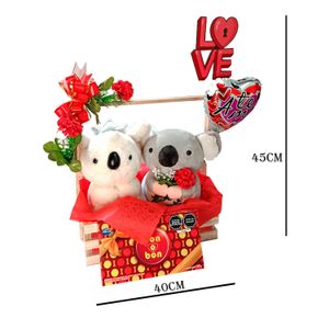 Regalo Canasta con Chocolates y Peluche Koalas Amor San Valentín