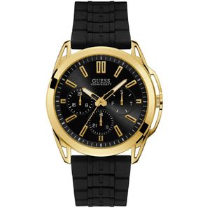Reloj Guess Vertex W1177G2 Para Hombre Multifuncional Correa de Silicona Negro Dorado