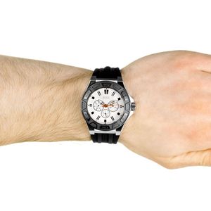 Reloj Guess Force W0674G3 Para Hombre Multifuncional Correa de Silicona Negro Blanco