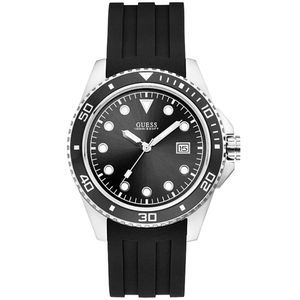 Reloj Guess Crew W1109G1 Para Hombre Acero Inoxidable Corre de Silicona Negro Plateado
