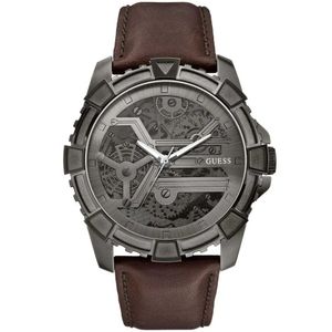 Reloj Guess Dynamic U0274G1 Para Hombre Acero Inoxidable Gunmetal Correa de Cuero Marrón