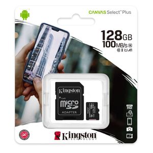 Tarjeta MicroSDXC Kingston Canvas Select Plus 128GB, U1, Clase 10, 100MB/s