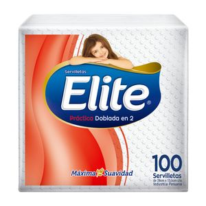 Servilletas ELITE Práctica Doblada en 2 Paquete 100un