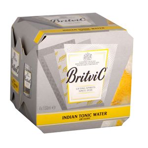 Agua Tónica BRITVIC Low Calorie Lata 150ml Paquete 4un