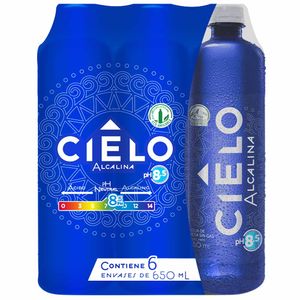 Agua sin Gas CIELO Alcalina Botella 650ml Paquete 6un