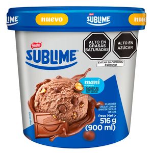 Helado con Trozos de Maní SUBLIME Pote 900ml