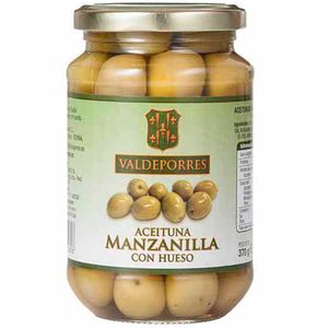 Aceitunas Verdes en Conserva VALDEPORRES Manzanilla con Hueso Frasco 370g