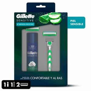 Pack GILLETTE Sensitive Espuma de Afeitar + Máquina de Afeitar Paquete 2un