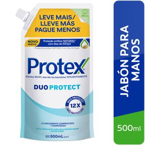 Jabón Líquido Antibacterial PROTEX Duo Protect Doypack 500ml