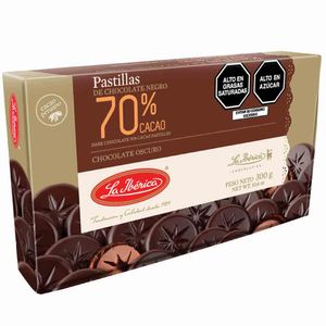 Pastillas de Chocolate Negro LA IBÉRICA 70% Cacao Paquete 300g