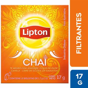 Infusiones LIPTON Té Chai Gengibre Clavo y Canela Caja 10un