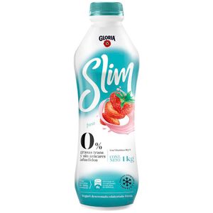 Yogurt Descremado GLORIA Slim Fresa Botella 1Kg