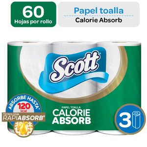 Papel Toalla SCOTT Calorie Absorb Paquete 3un