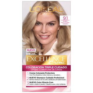 Tinte para Cabello L'ORÉAL Excellence 9.1 Rubio Claro Cenizo Caja 1un