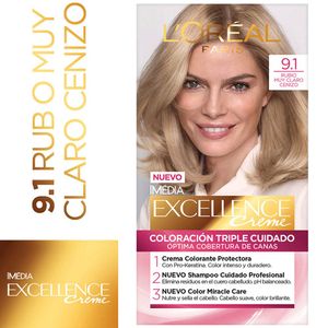 Tinte para Cabello L'ORÉAL Excellence 9.1 Rubio Claro Cenizo Caja 1un