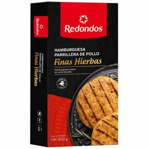 Hamburguesa de Pollo REDONDOS Parrillera Finas Hierbas Caja 4un