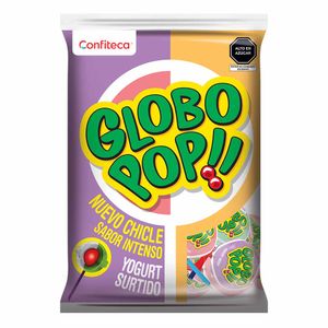 Chupetes GLOBO POP!! con Chicle sabor Yogurt surtidos Paquete 456g