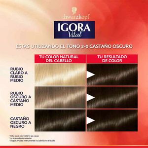 Tinte para Cabello IGORA Vital 3-0 Castaño Oscuro Caja 1un