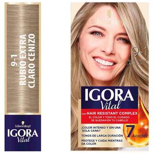 Tinte para Cabello IGORA Vital 9-1 Rubio Extra Claro Cenizo Caja 1un