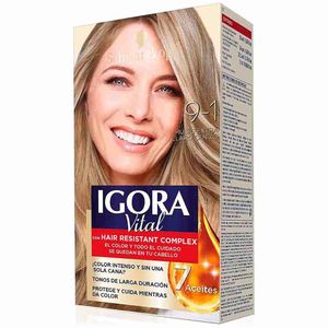 Tinte para Cabello IGORA Vital 9-1 Rubio Extra Claro Cenizo Caja 1un