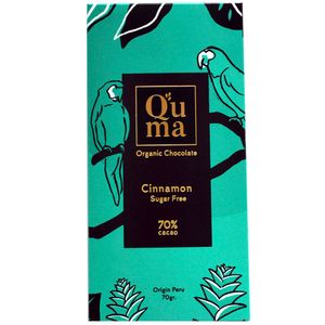 Perú Pasión - Barra de Chocolate Q'UMA Canela 70% Cacao Sin Azúcar Caja 70g