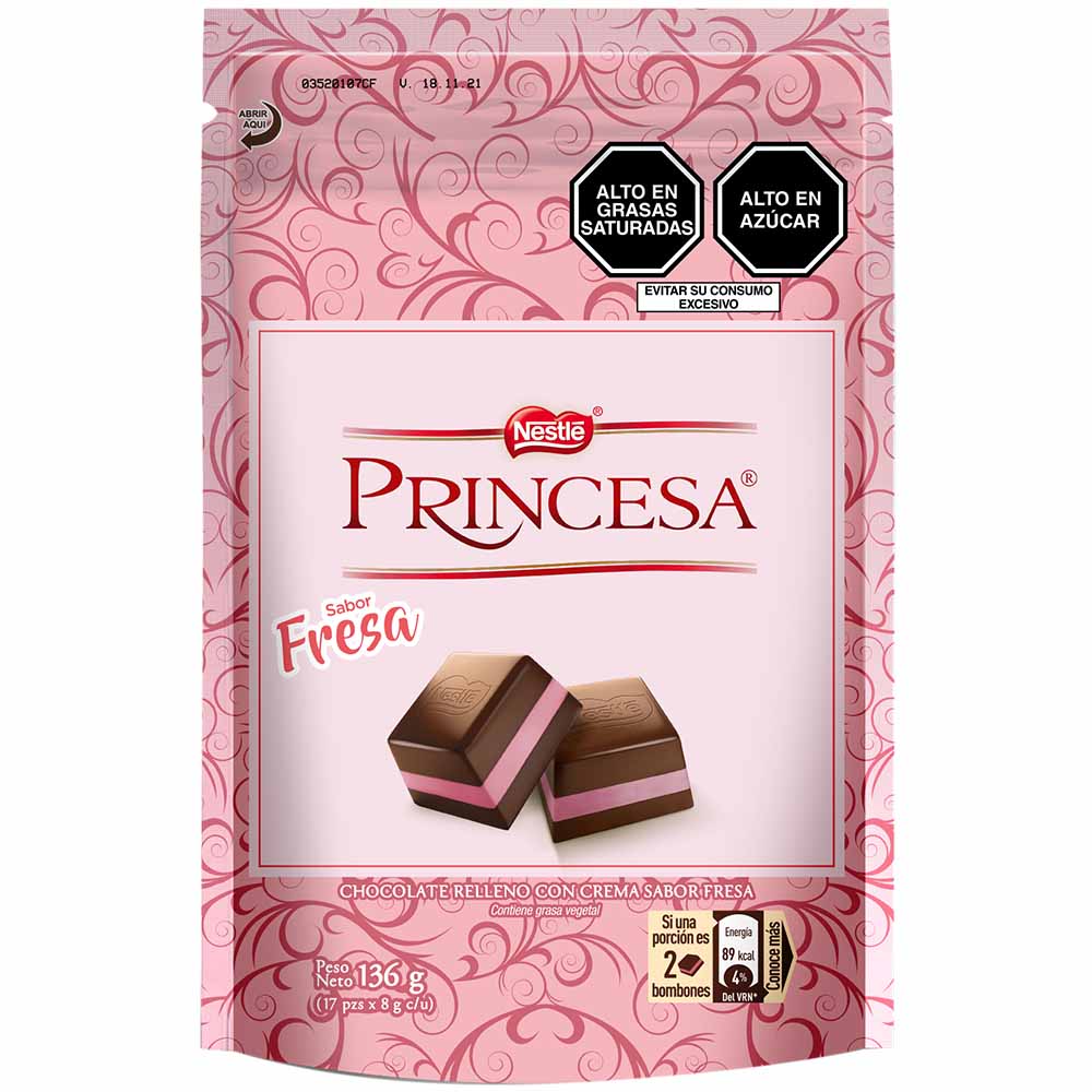 Chocolate PRINCESA Fresa Doypack 136g Real Plaza