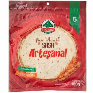 Pan Árabe Sash Blanco Artesanal EL CEDRO Bolsa 5un