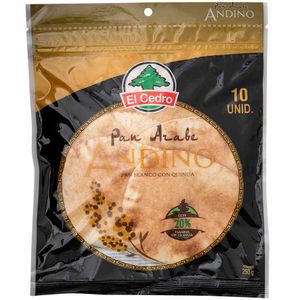 Pan Árabe Blanco Andino EL CEDRO con Quinua Bolsa 10un
