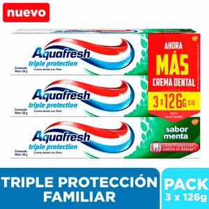 Pasta Dental AQUAFRESH Triple Protección Tubo 100ml Paquete 3un