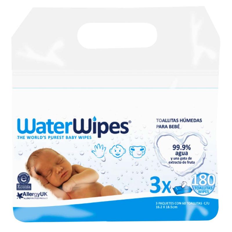 Toallitas Húmedas WATERWIPES Paquete 180un x 3un