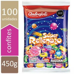 Caramelos rellenos con chicle AMBROSOLI Súper Rellenazo Bolsa 450g