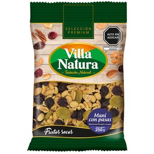Maní con Pasas VILLA NATURA Bolsa 250g