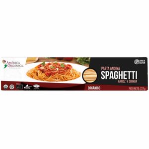 Pasta Andina Spaghetti AMÉRICA ORGÁNICA Arroz y Quinua Sin Gluten Bolsa 227g