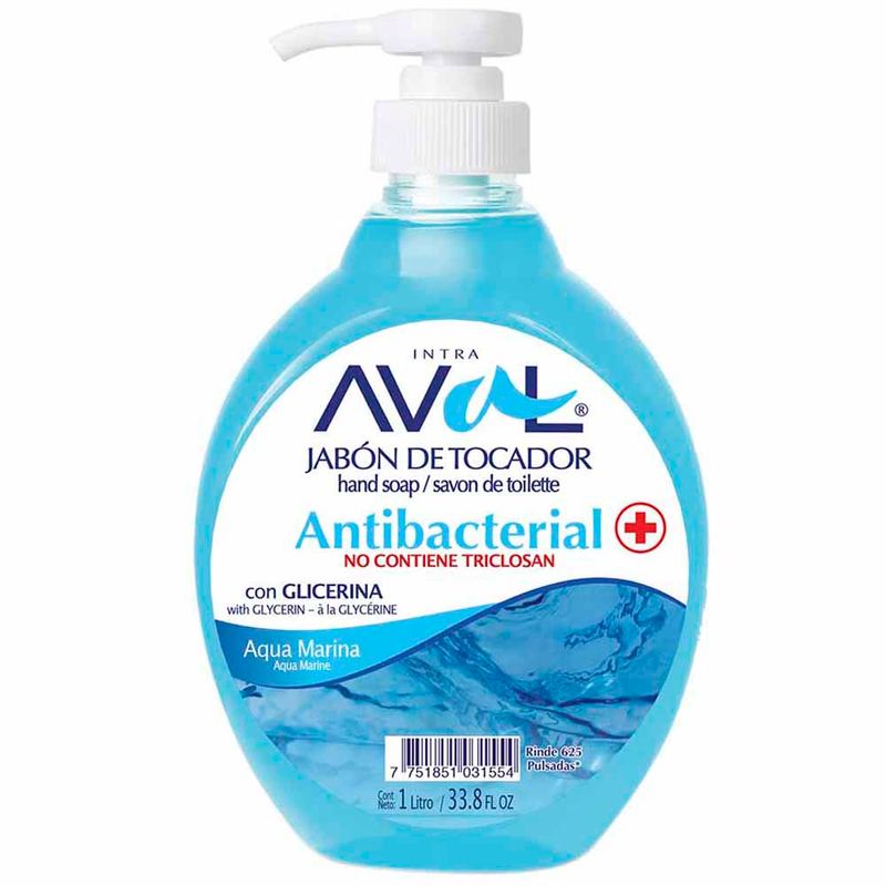 Jabón Líquido Antibacterial Aval Aqua Marina Frasco 1l Real Plaza 2205