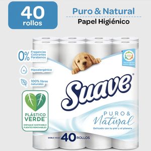 Papel Higiénico SUAVE Puro y Natural Paquete 40un