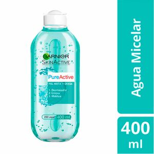 Agua Micelar GARNIER Pure Active Todo en 1 Frasco 400ml